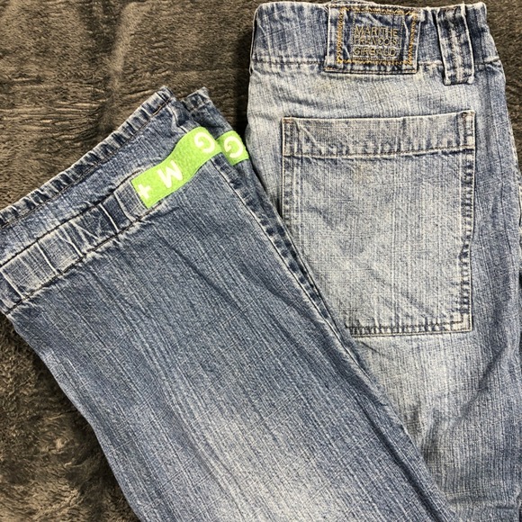 Marithe Francois Girbaud Other - Marithe Francois Girbaud Mens Baggy Cargo Jeans Blue Denim 36 Logo Strap 90s Y2K